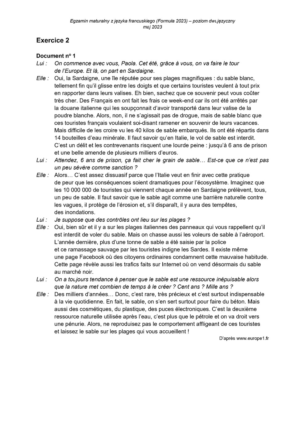 transkrypcja - francuski dwujęzyczny - matura 2023 - maj - 0002