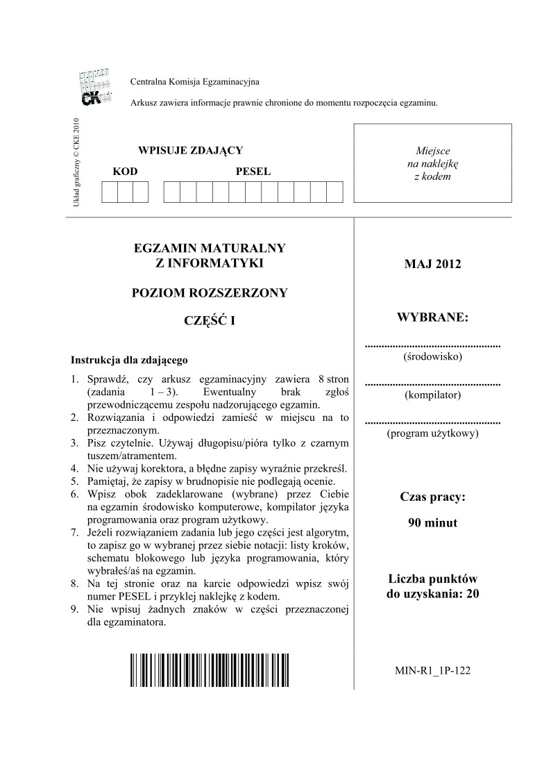 Pytania - informatyka, p. rozszerzony, matura 2012-cz1-strona-01