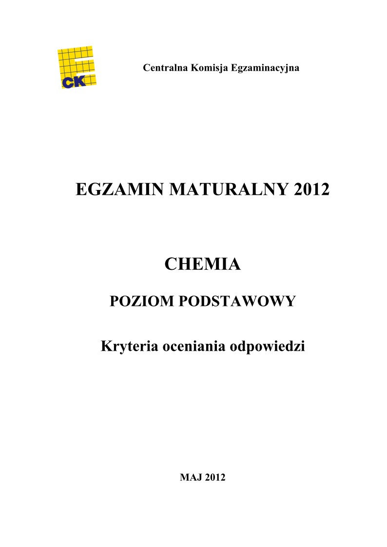 Odpowiedzi - chemia, p. podstawowy, matura 2012-strona-01