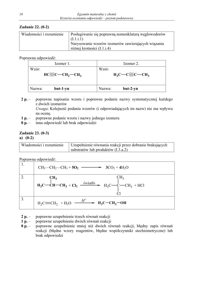Odpowiedzi - chemia, p. podstawowy, matura 2012-strona-10