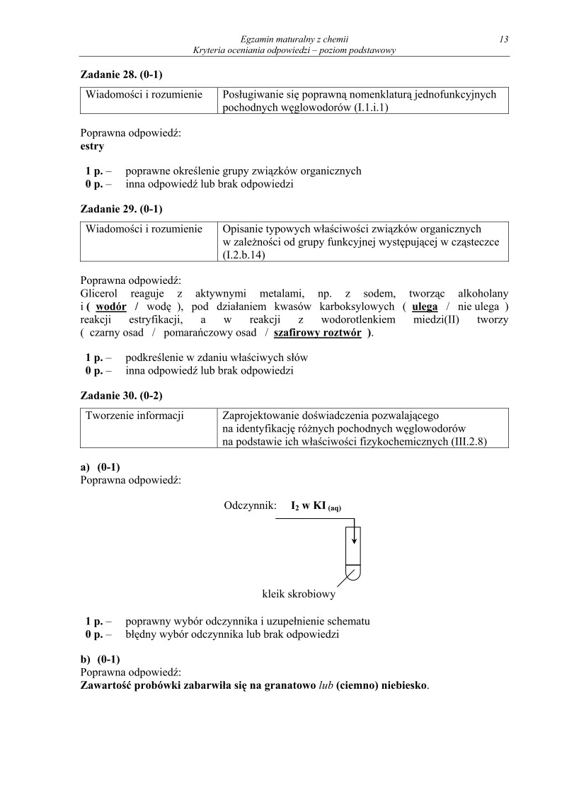 Odpowiedzi - chemia, p. podstawowy, matura 2012-strona-13