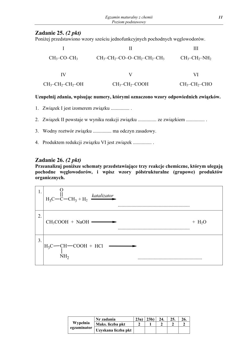 Pytania - chemia, p. podstawowy, matura 2012-strona-11