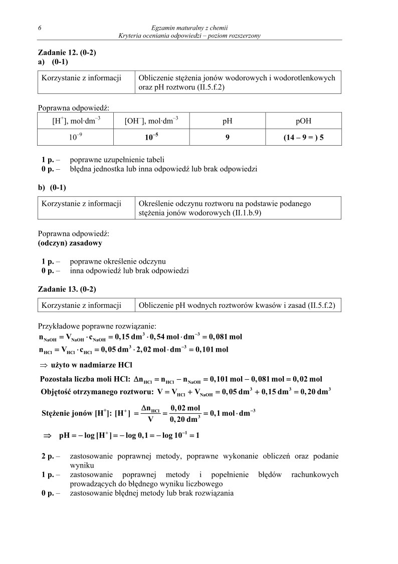Odpowiedzi - chemia, p. rozszerzony, matura 2012-strona-06