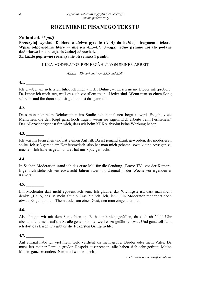 Pytania - jezyk niemiecki, p. podstawowy, matura 2012-strona-04