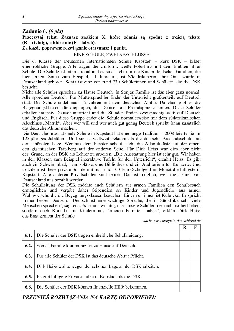 Pytania - jezyk niemiecki, p. podstawowy, matura 2012-strona-08