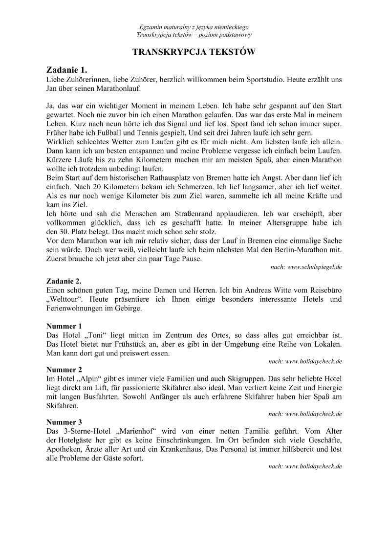 Transkrypcja - jezyk niemiecki, p. podstawowy, matura 2012-strona-01