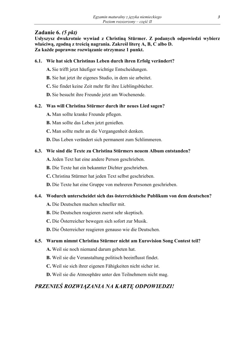 Pytania - jezyk niemiecki, p. rozszerzony, matura 2012-cz2-strona-03