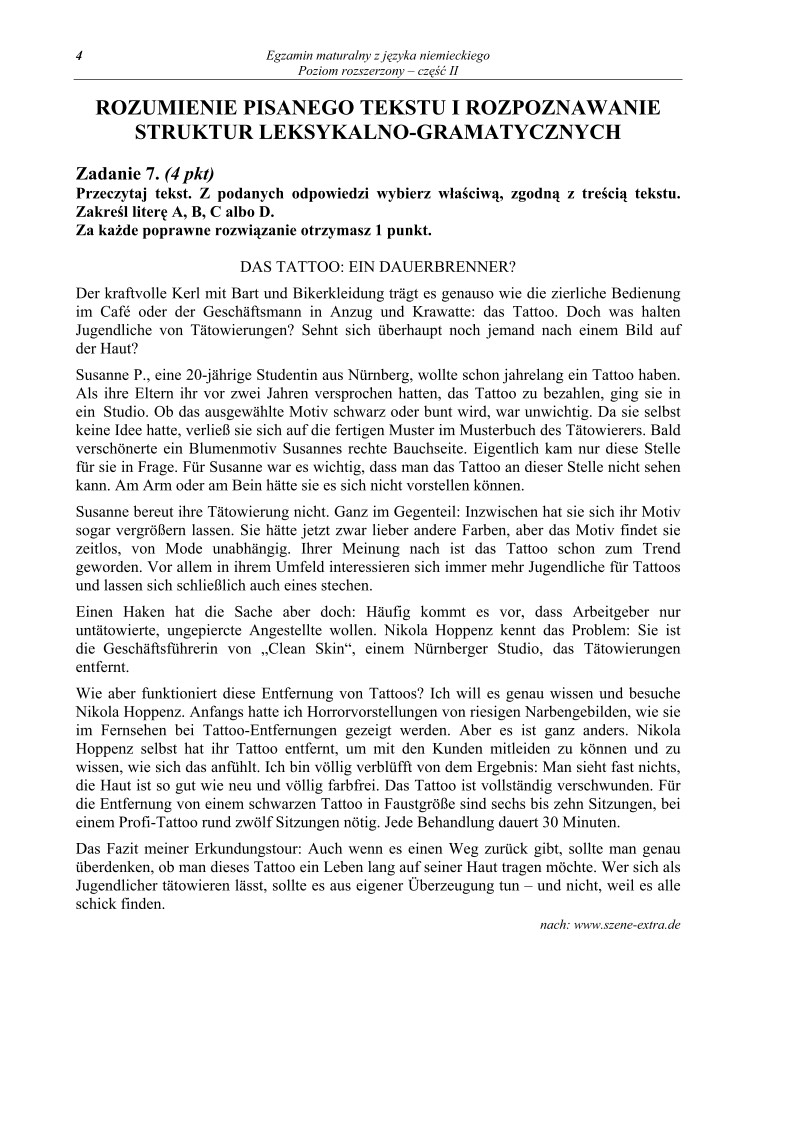 Pytania - jezyk niemiecki, p. rozszerzony, matura 2012-cz2-strona-04