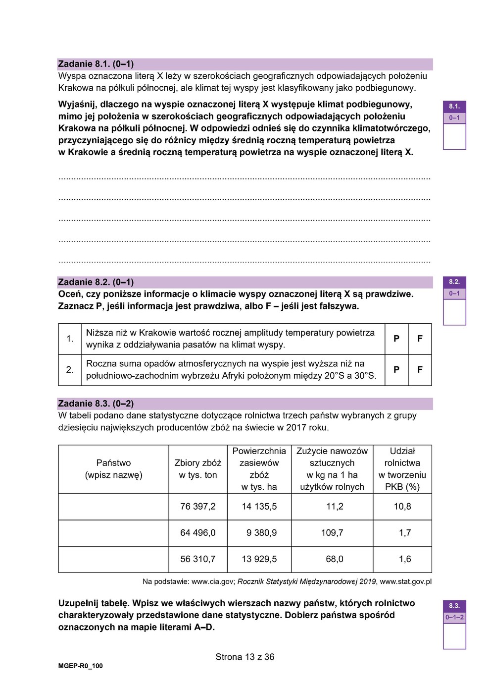 arkusz - geografia - matura 2023 - maj - 0013