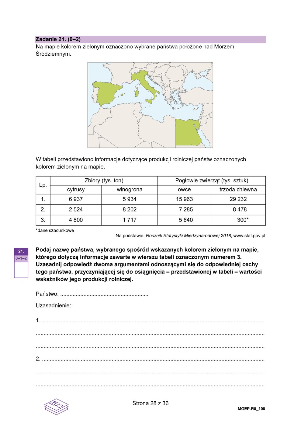 arkusz - geografia - matura 2023 - maj - 0028