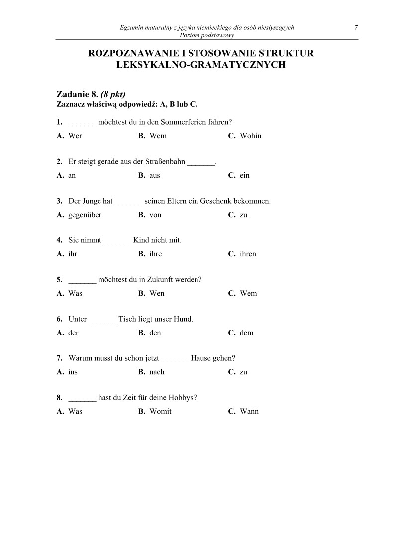 Pytania - jezyk niemiecki dla osob nieslyszacych, matura 2012-strona-07