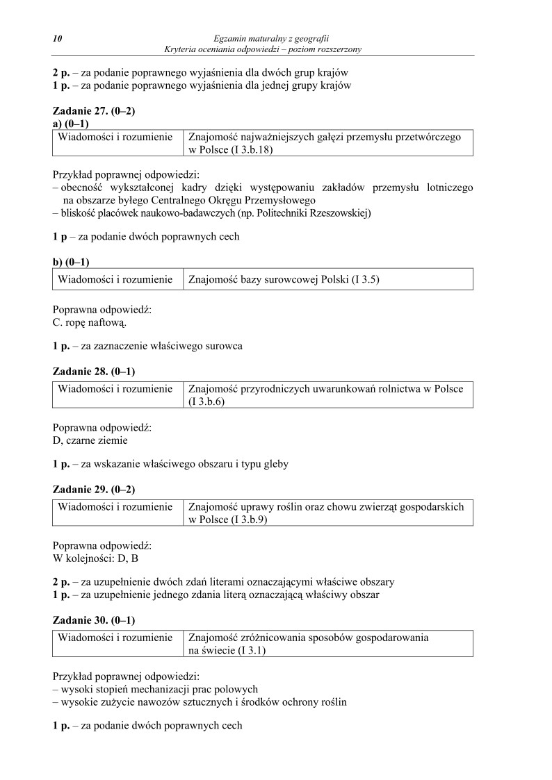 Odpowiedzi - geografia, p. rozszerzony, matura 2012-strona-10