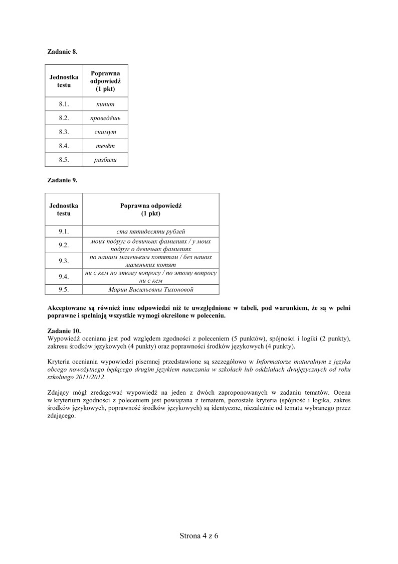 Odpowiedzi - jezyk rosyjski dla kalas dwujezycznych, matura 2012-strona-04