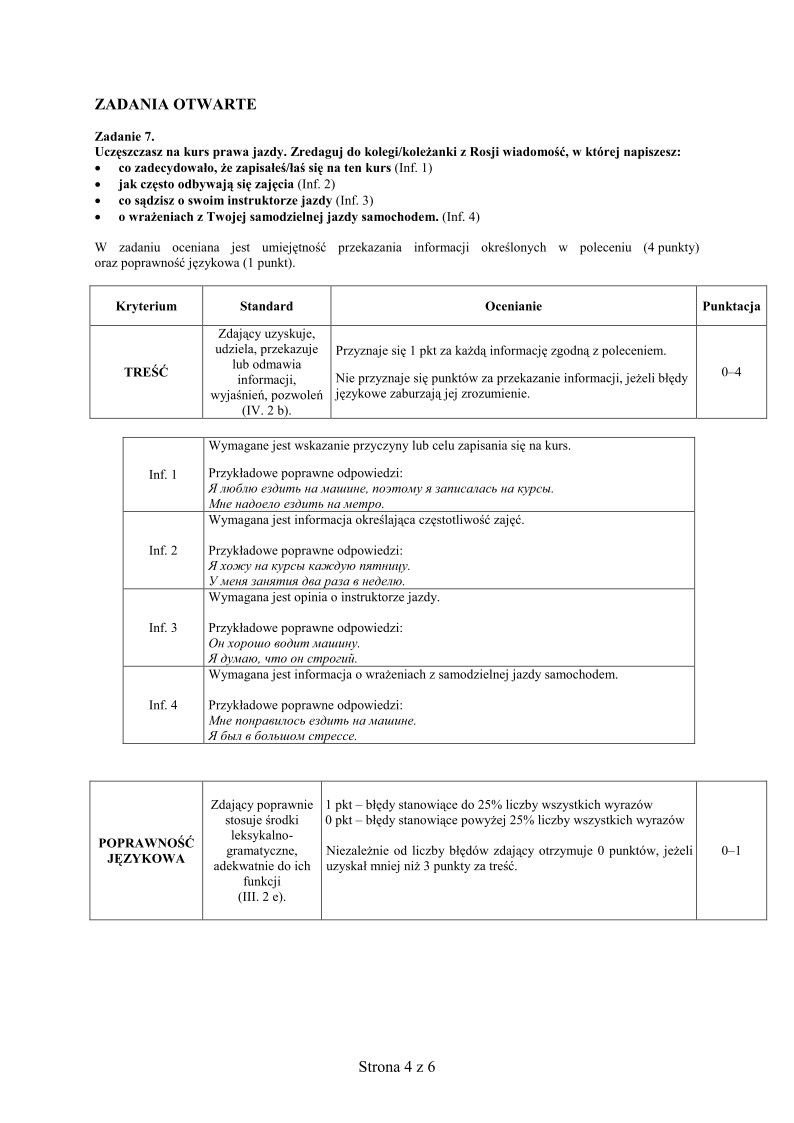 Odpowiedzi - jezyk rosyjski, p. podstawowy, matura 2012-strona-04
