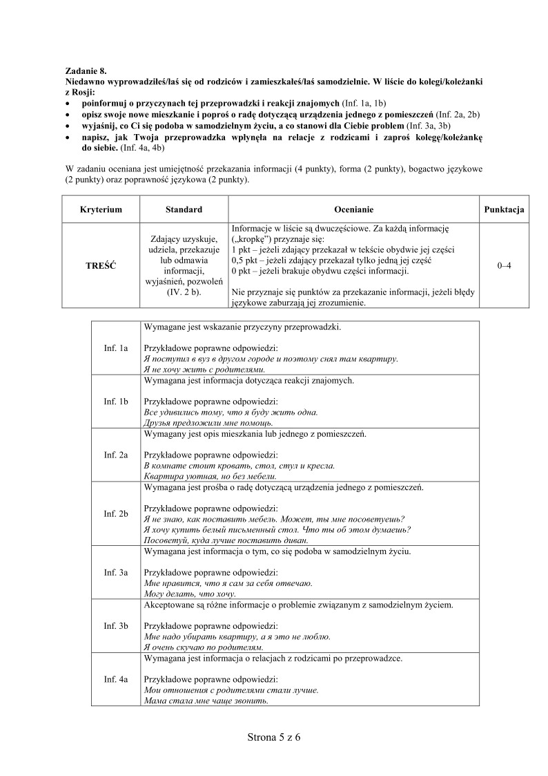 Odpowiedzi - jezyk rosyjski, p. podstawowy, matura 2012-strona-05