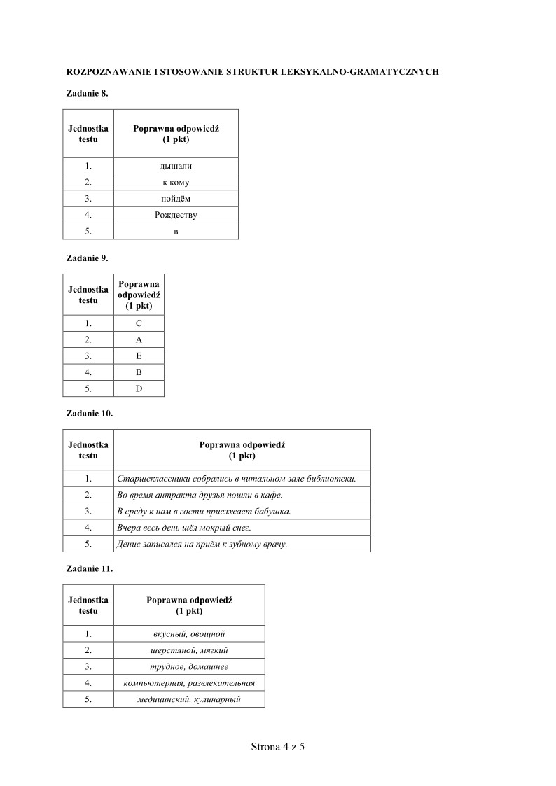 Odpowiedzi - jezyk rosyjski dla osob nie slyszacych, matura 2012-strona-04