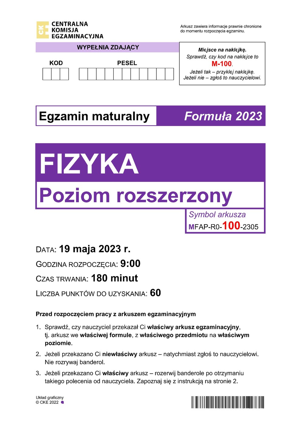 arkusz - fizyka - matura 2023 - maj - 0001