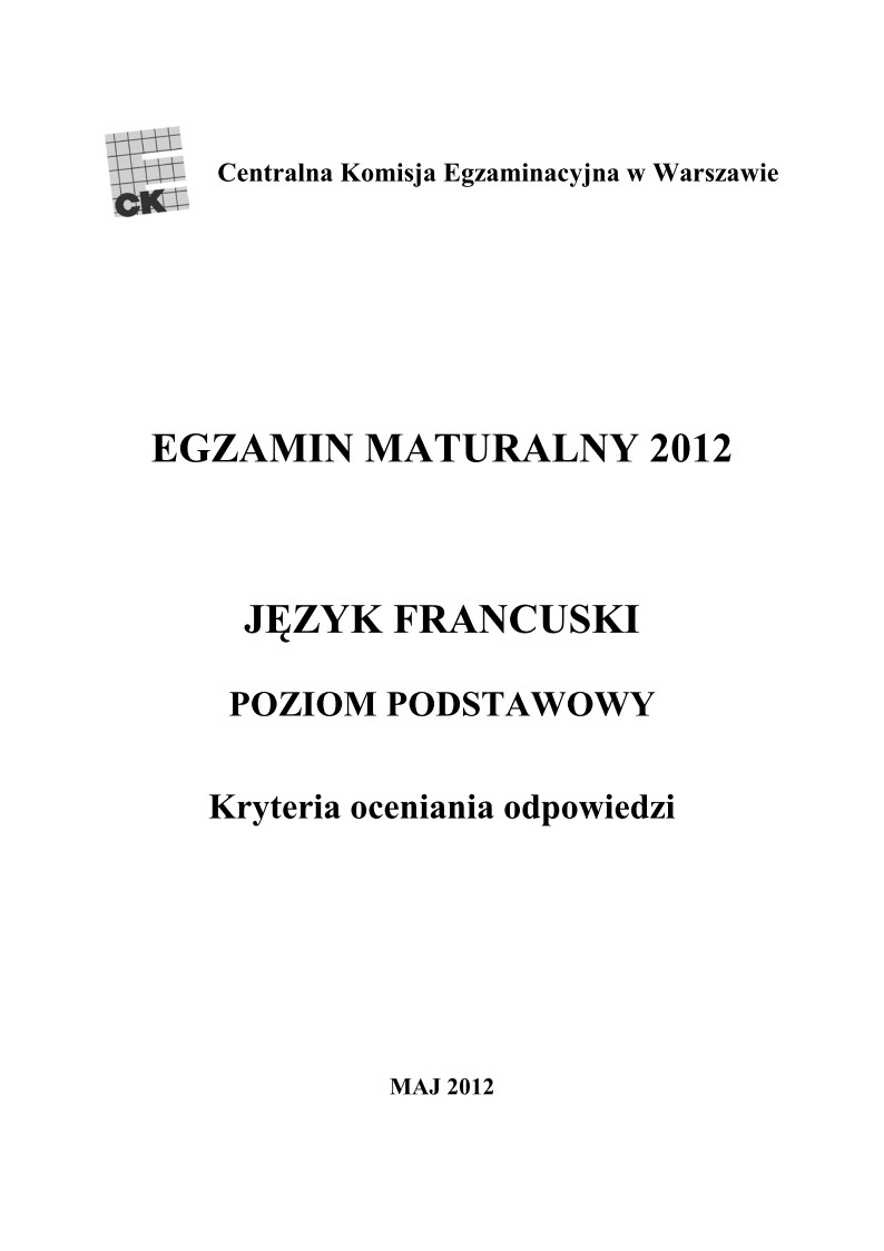 Odpowiedzi - jezyk francuski, p. podstawowy, matura 2012-strona-01