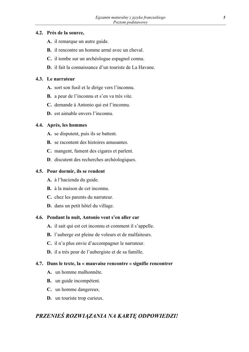 Pytania - jezyk francuski, p. podstawowy, matura 2012-strona-05