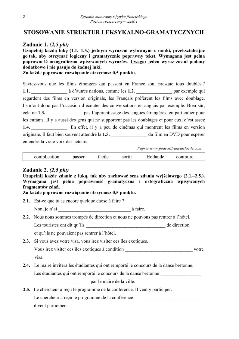 Pytania - jezyk francuski, p. rozszerzony, matura 2012-cz1-strona-02