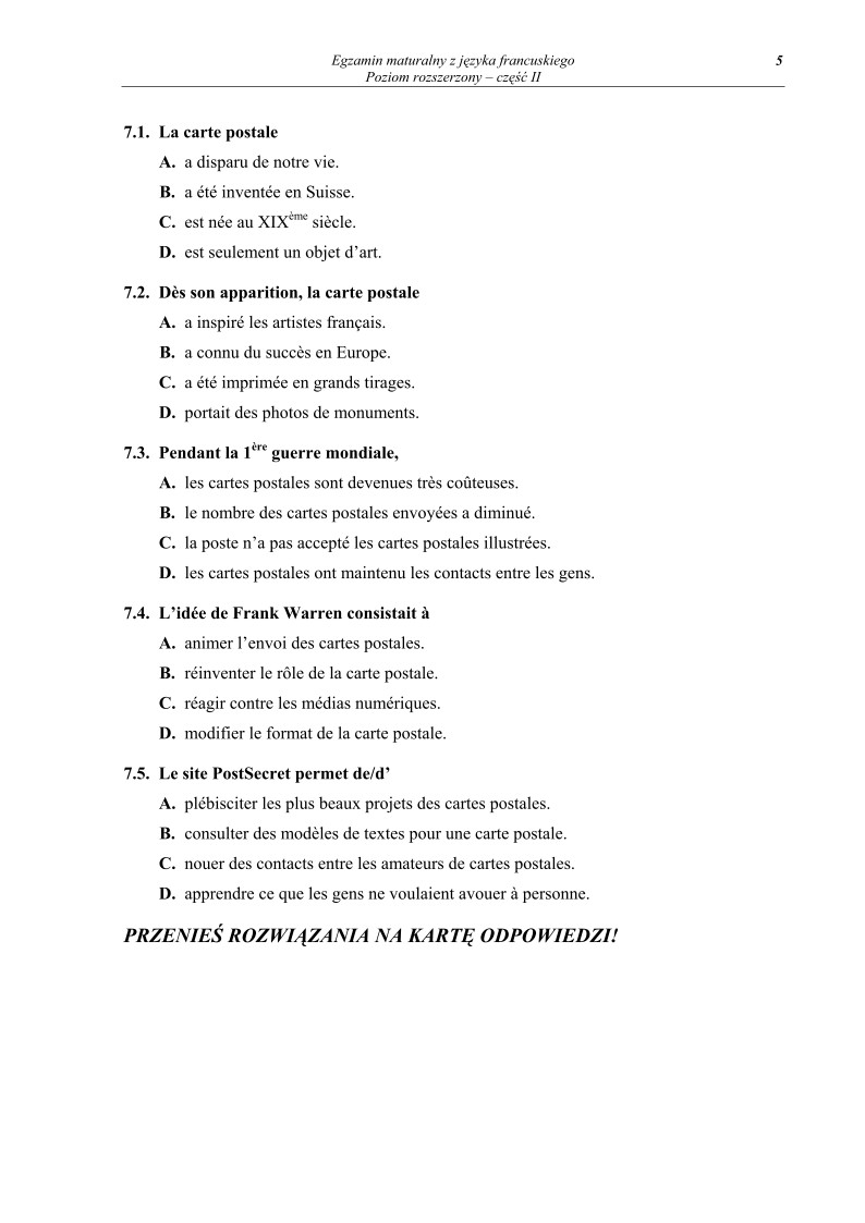 Pytania - jezyk francuski, p. rozszerzony, matura 2012-cz2-strona-05