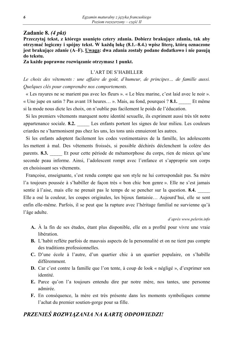 Pytania - jezyk francuski, p. rozszerzony, matura 2012-cz2-strona-06
