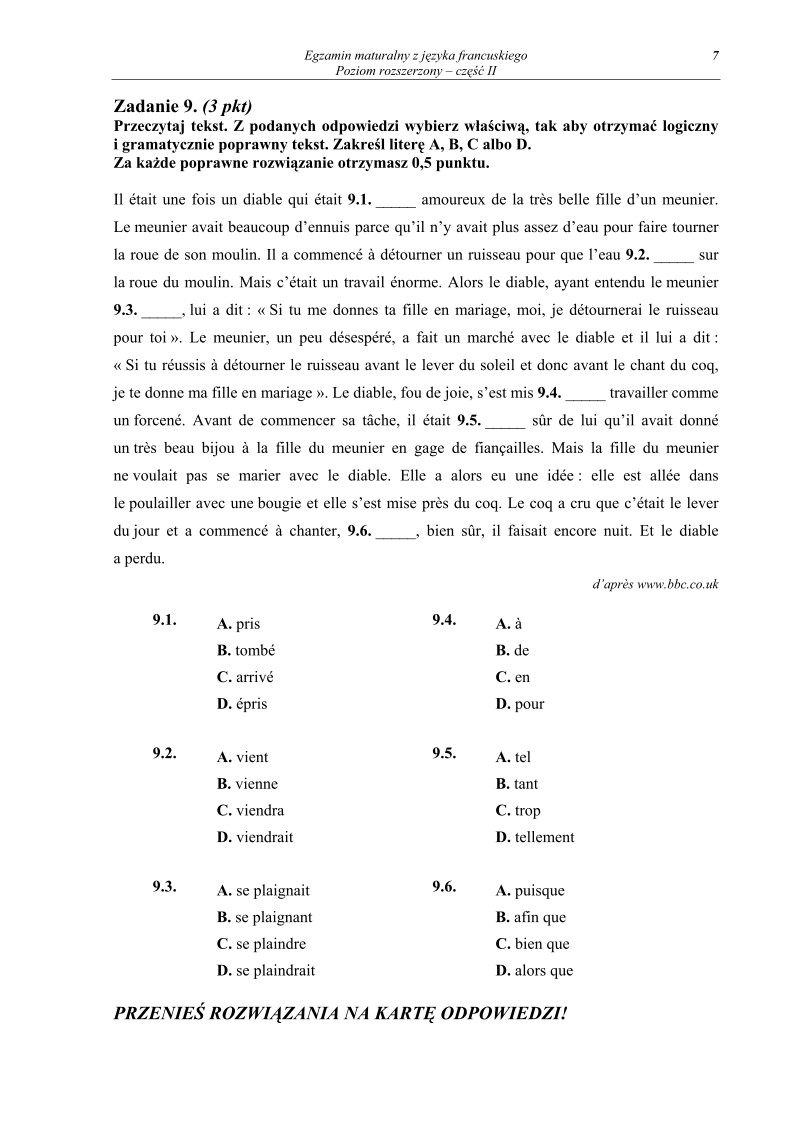 Pytania - jezyk francuski, p. rozszerzony, matura 2012-cz2-strona-07