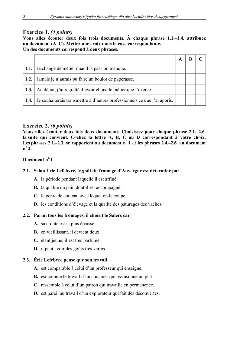 Pytania - jezyk francuski dla klas dwujezycznych, matura 2012-strona-02
