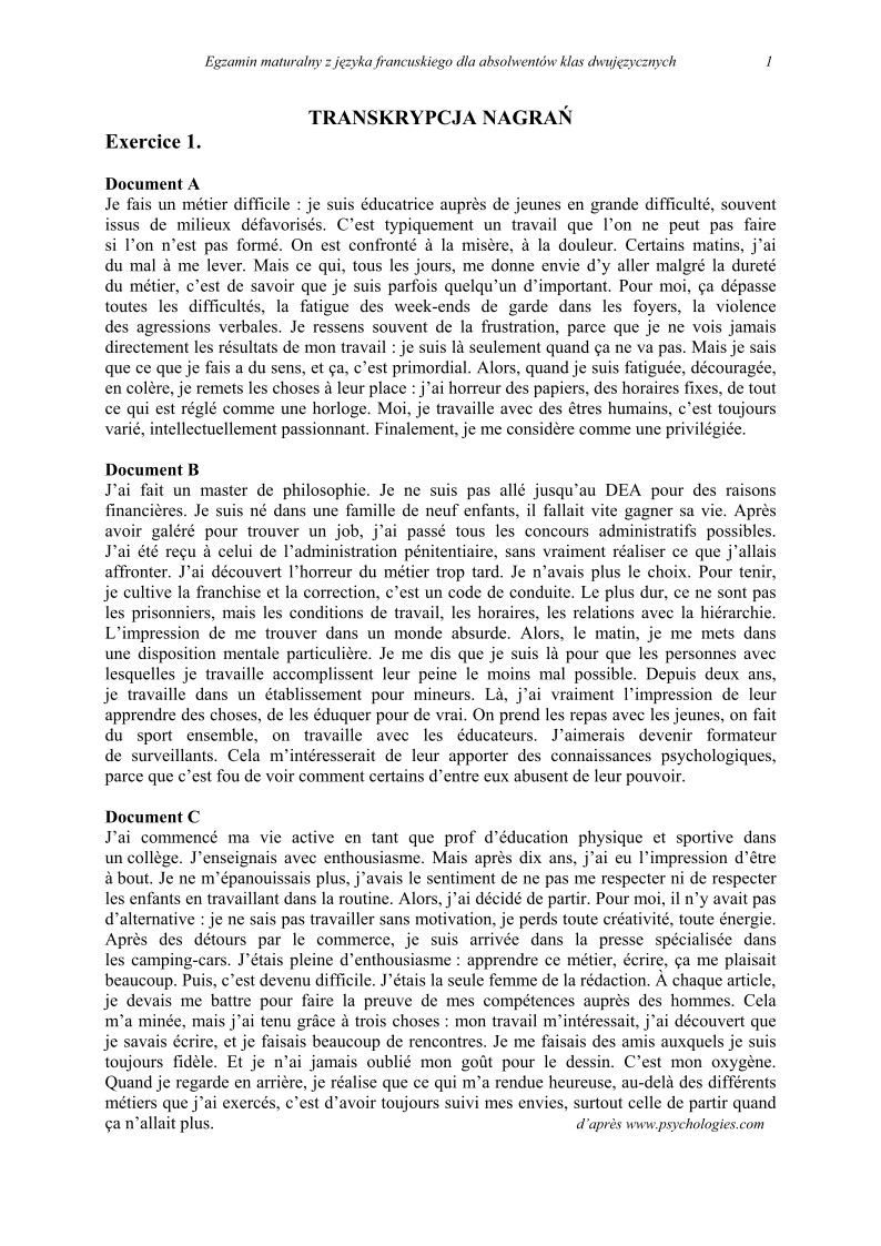 Transkrypcja - jezyk francuski dla klas dwujezycznych, matura 2012-strona-01