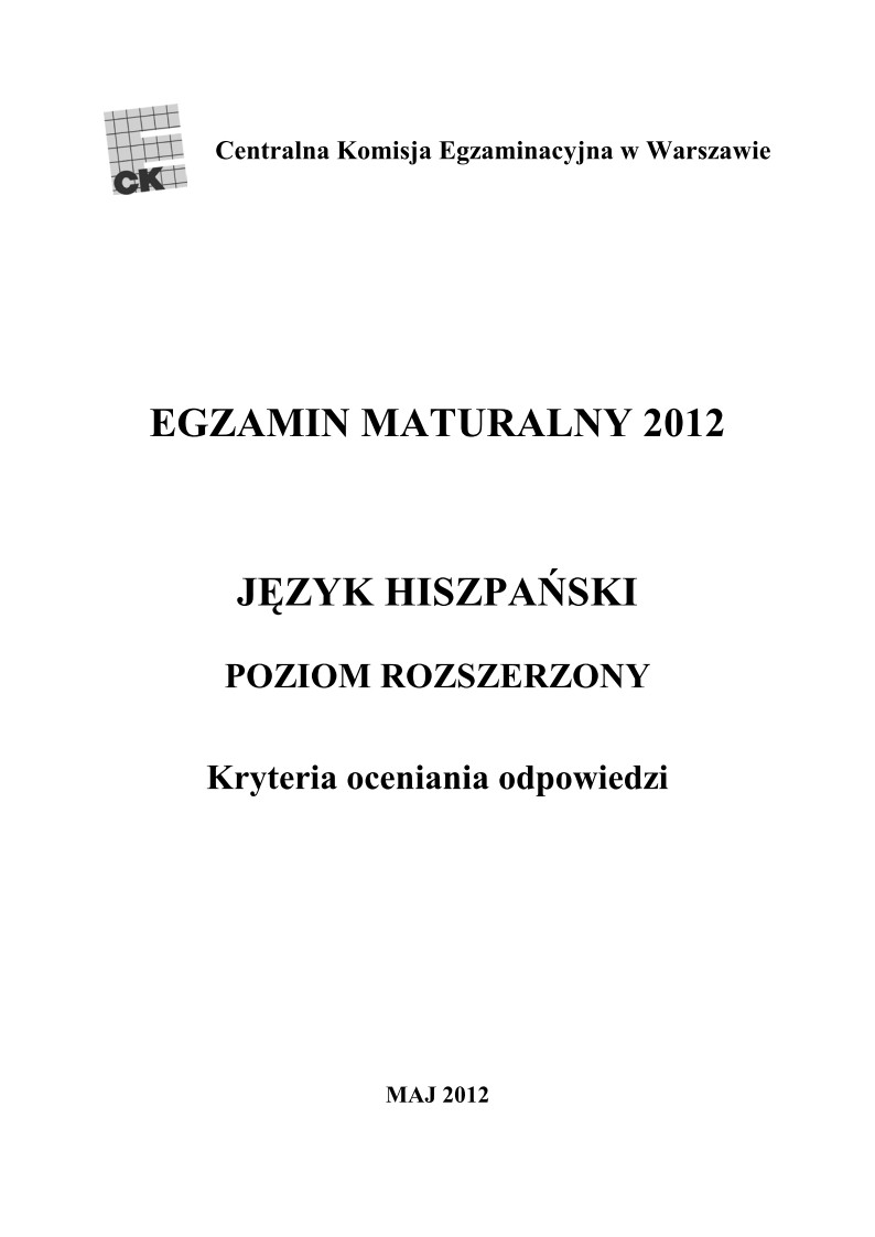 Odpowiedzi - jezyk hiszpanski, p. rozszerzony, matura 2012-strona-01