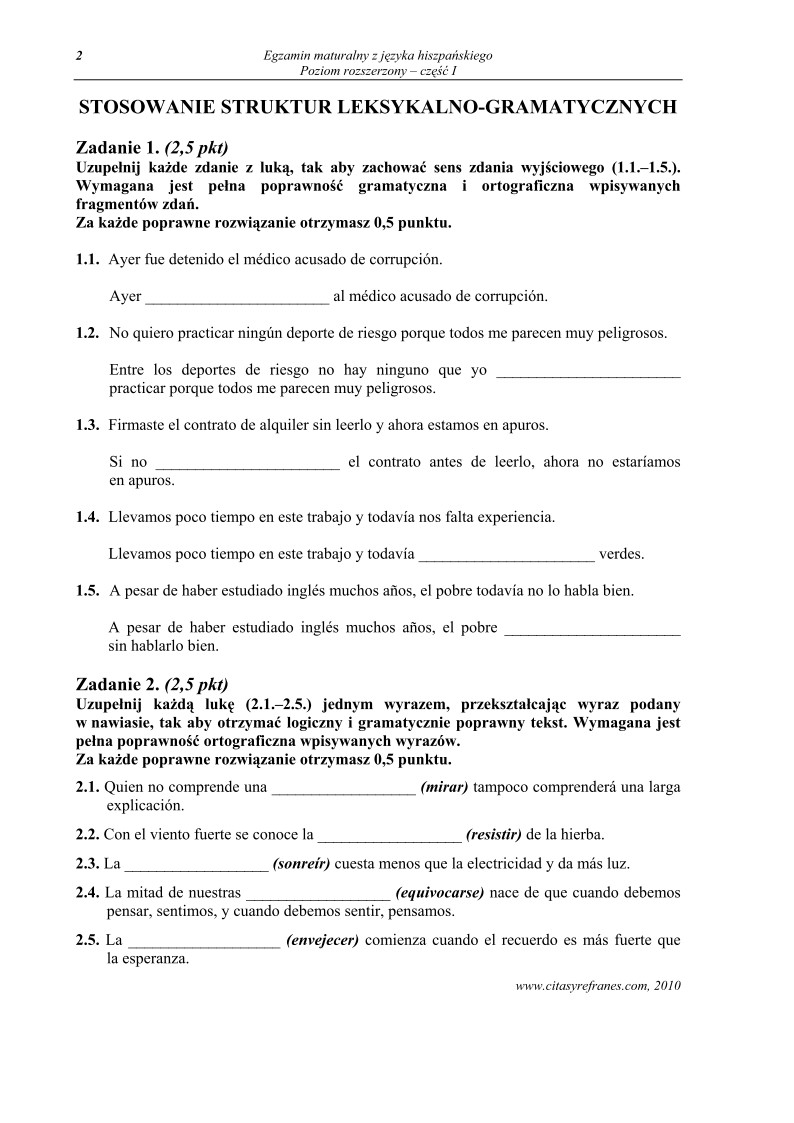 Pytania - jezyk hiszpanski, p. rozszerzony, matura 2012-cz1-strona-02