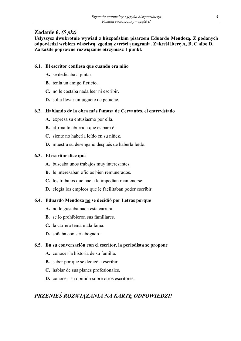 Pytania - jezyk hiszpanski, p. rozszerzony, matura 2012-cz2-strona-03