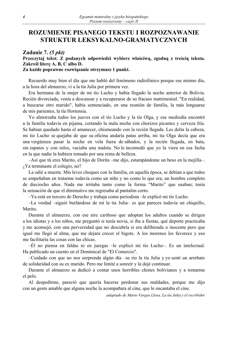 Pytania - jezyk hiszpanski, p. rozszerzony, matura 2012-cz2-strona-04
