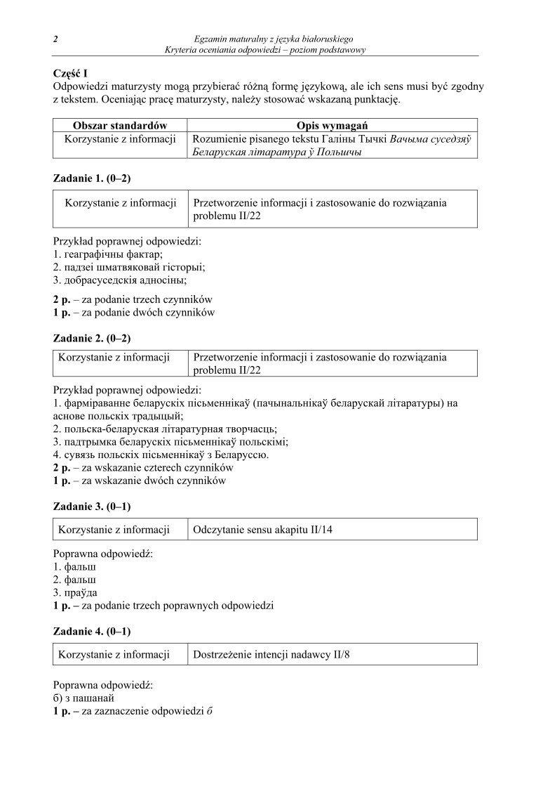 Odpowiedzi - bialoruski, p. podstawowy, matura 2012-strona-02