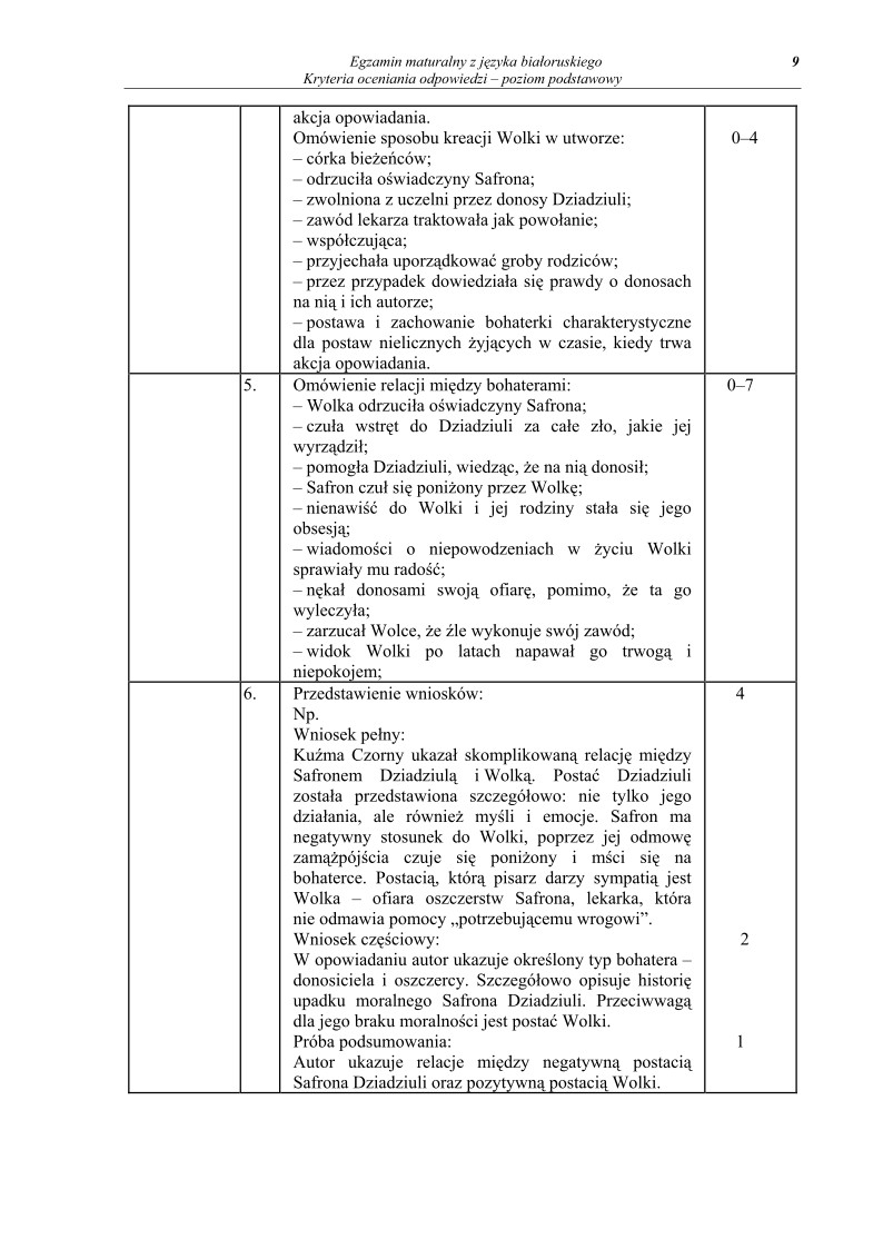 Odpowiedzi - bialoruski, p. podstawowy, matura 2012-strona-09