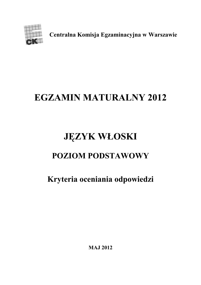 wloski, matura 2012, poziom podstawowy - odpowiedzi -strona-01