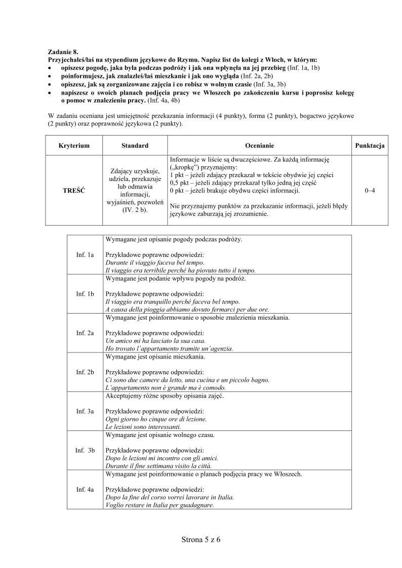 wloski, matura 2012, poziom podstawowy - odpowiedzi -strona-05