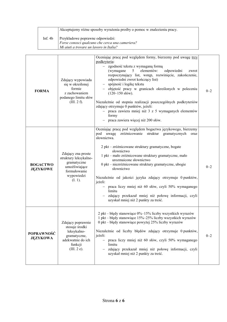 wloski, matura 2012, poziom podstawowy - odpowiedzi -strona-06