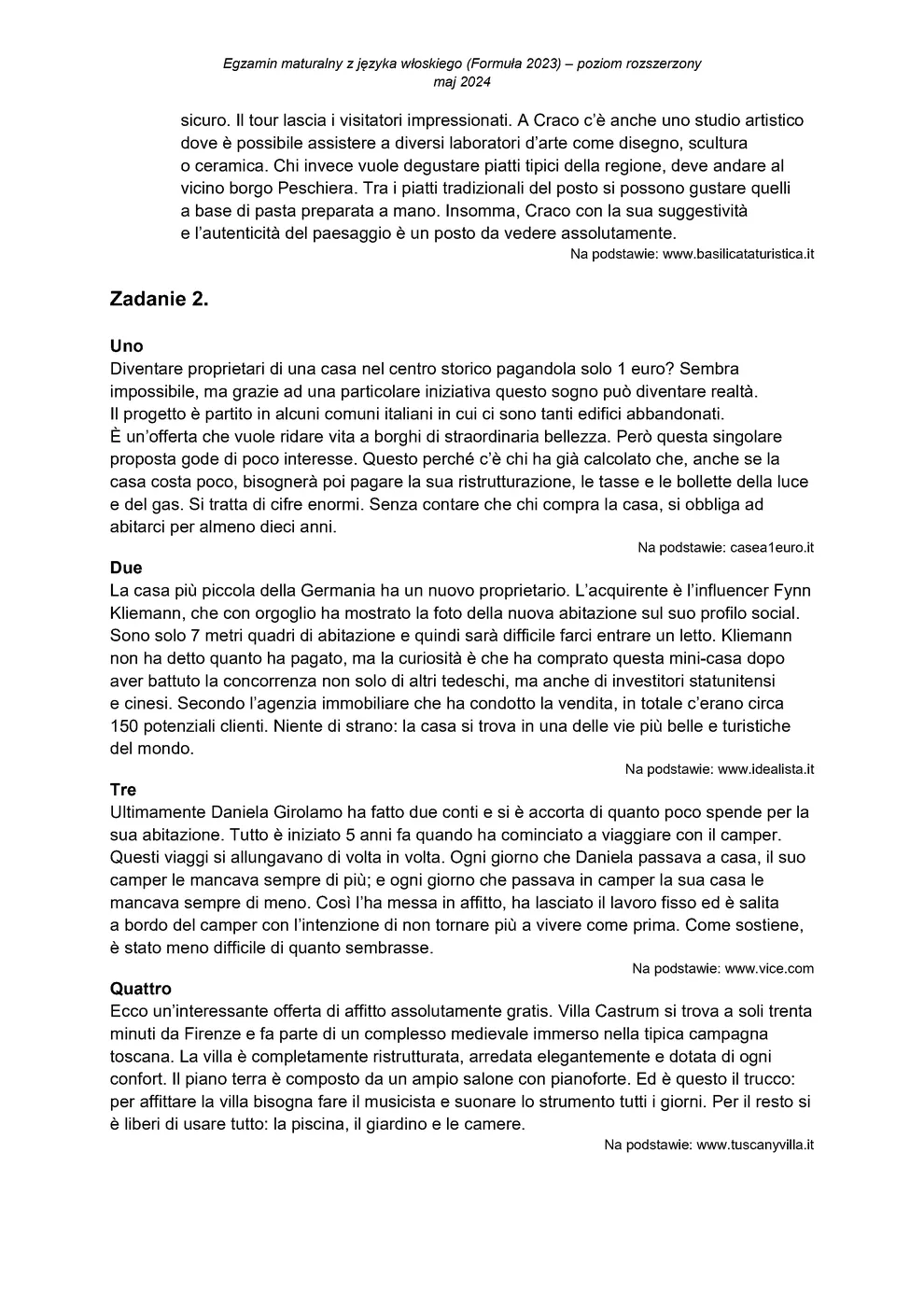 transkrypcja - włoski rozszerzony - matura 2024 - maj - 0002