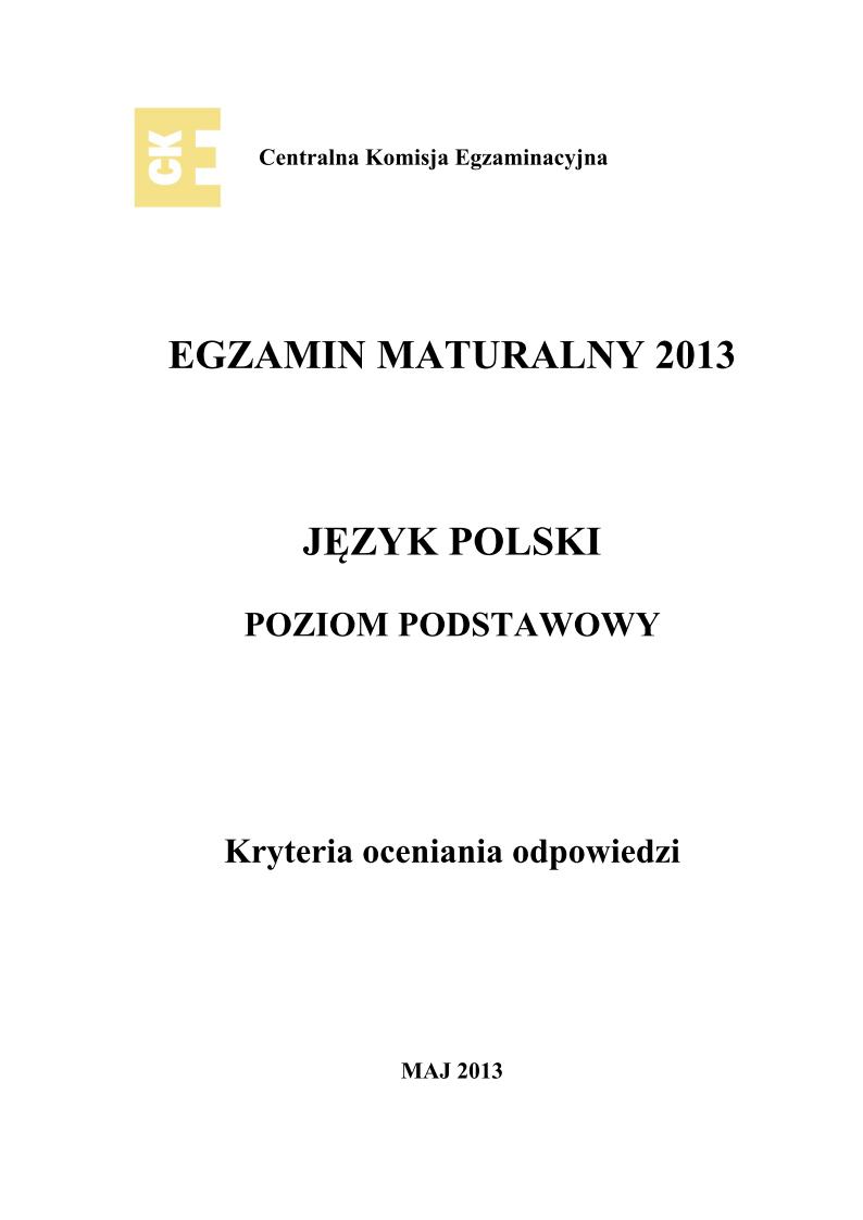 odpowiedzi - j. polski, p. podstawowy, matura 2013-strona-01