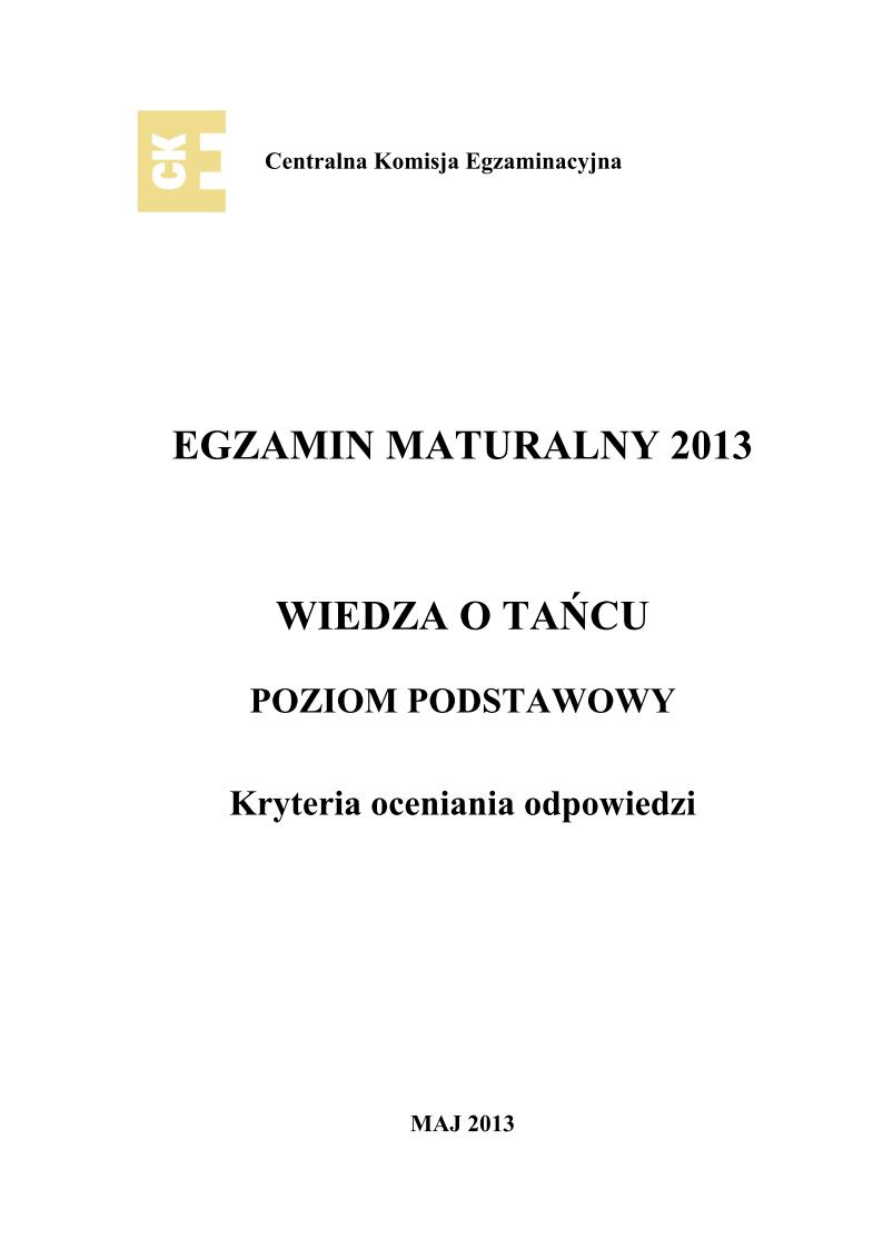 odpowiedzi - wiedza o tancu, p. podstawowy, matura 2013-strona-01