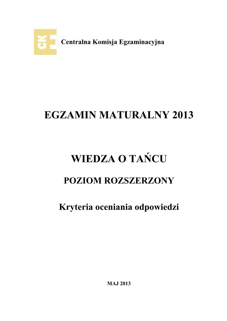 odpowiedzi - wiedza o tancu, p. rozszerzony, matura 2013-strona-01