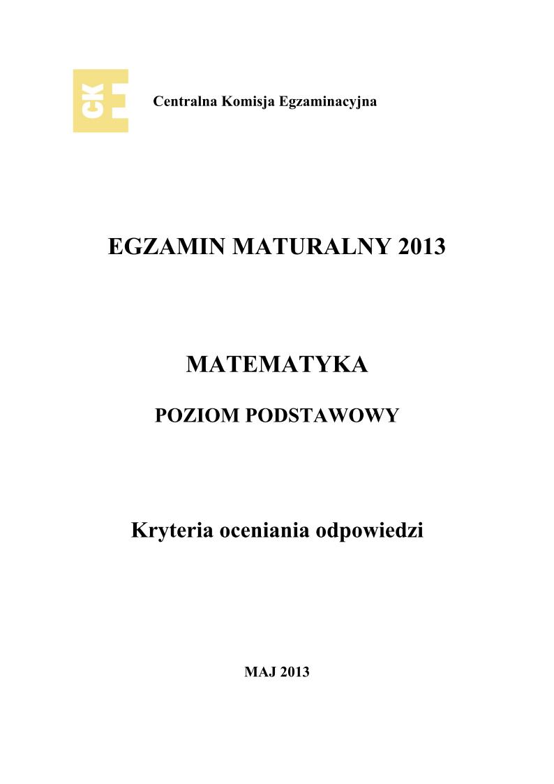 odpowiedzi - matematyka, p. podstawowy, matura 2013-strona-01