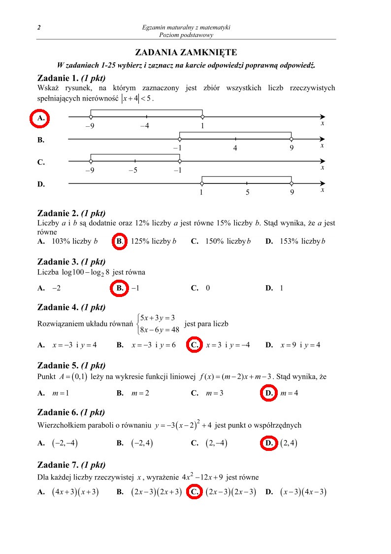 odpowiedzi - zad. 01-07 - Matematyka, matura 2013, p. podstawowy-strona-02