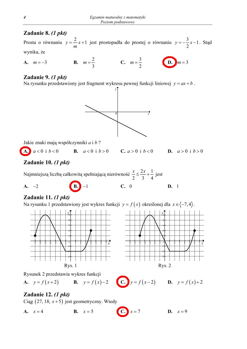 odpowiedzi - zad. 08-12 - Matematyka, matura 2013, p. podstawowy-strona-04