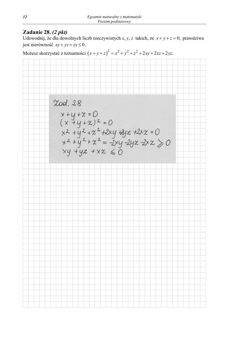 odpowiedzi - zad. 28 - Matematyka, matura 2013, p. podstawowy-strona-12