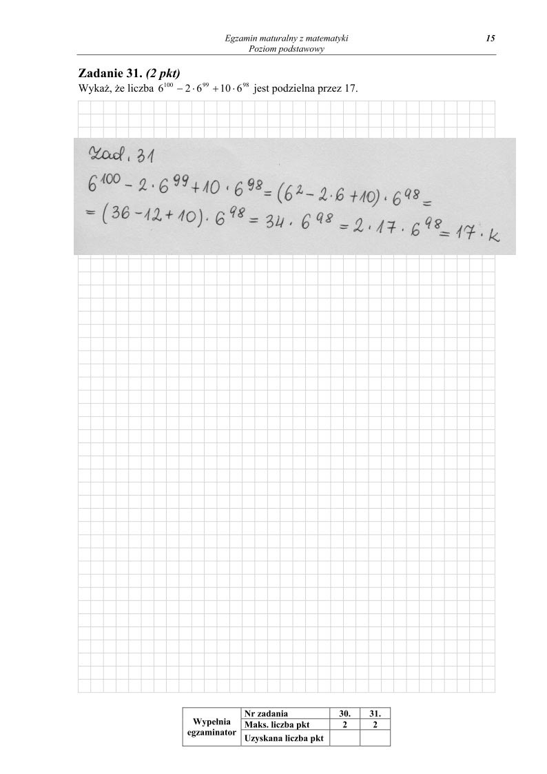 odpowiedzi - zad. 31 - Matematyka, matura 2013, p. podstawowy-strona-15