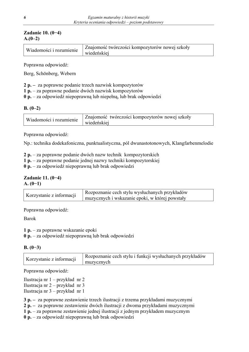 odpowiedzi - historia muzyki, p. podstawowy, matura 2013-strona-06