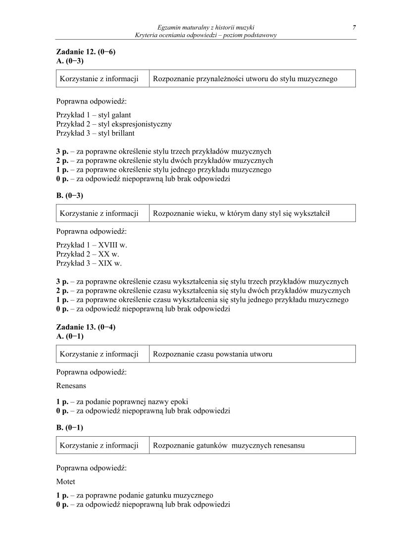 odpowiedzi - historia muzyki, p. podstawowy, matura 2013-strona-07