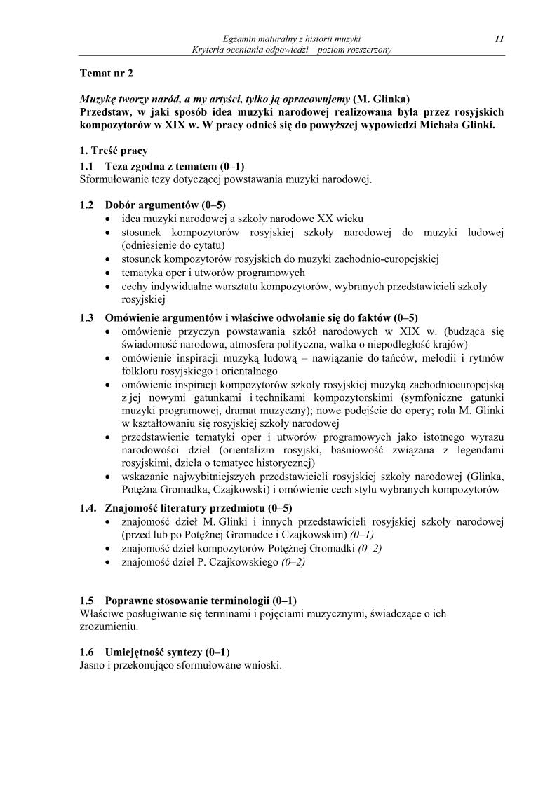 odpowiedzi - historia muzyki, p. rozszerzony, matura 2013-strona-11